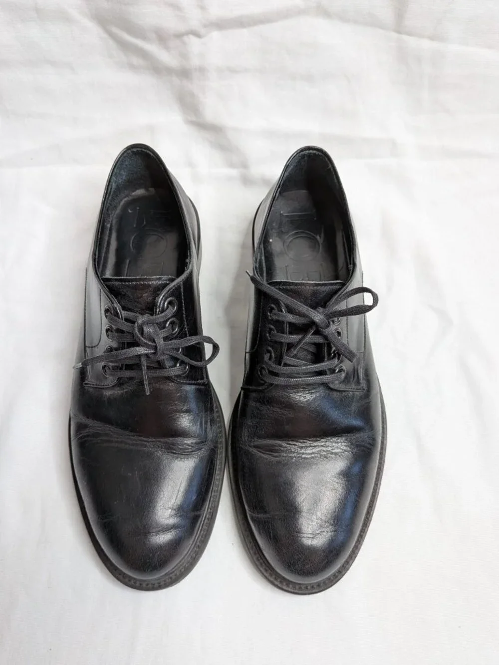 Loewe Mens Black Leather Lace-Up Derby Shoes Size 39